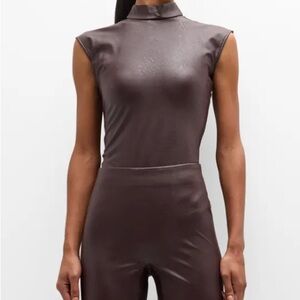 SPANX Cherry Chocolate Faux Leather bodysuit NWT Size X-Large
